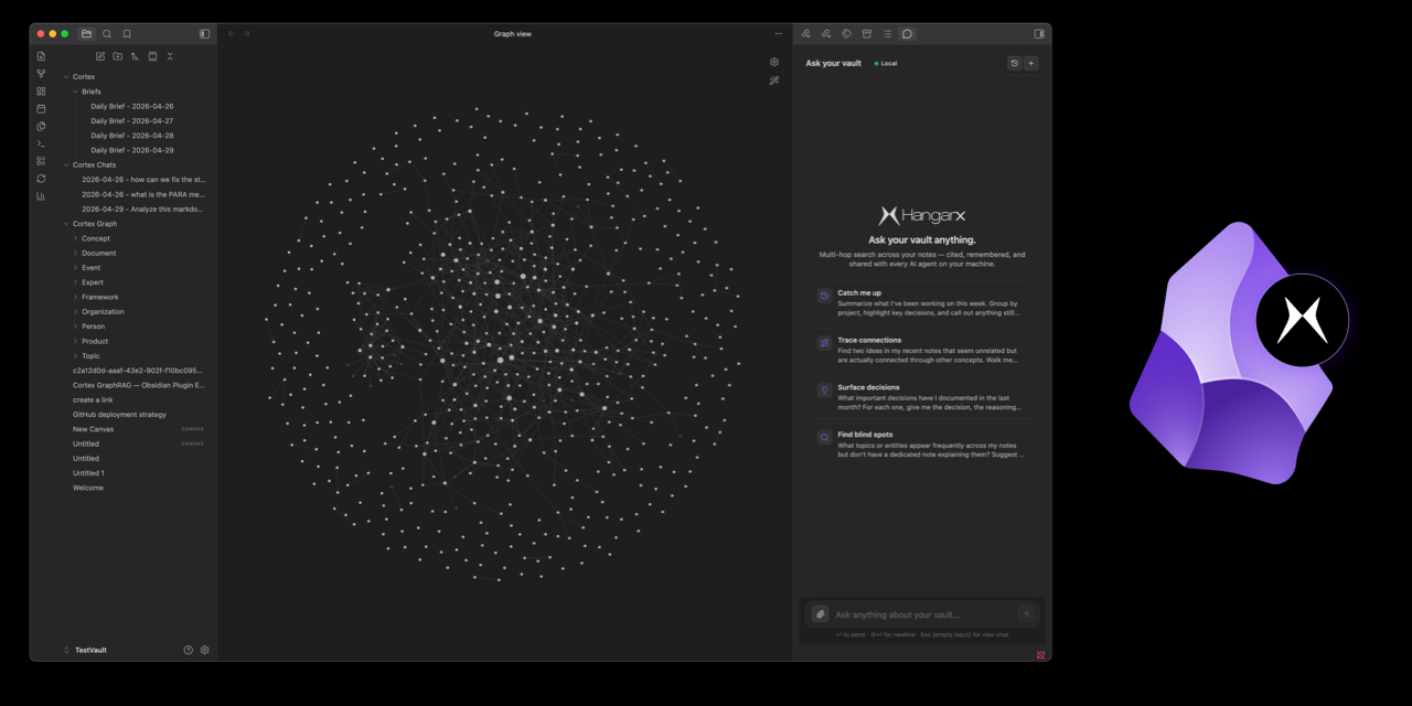 HangarX Obsidian plugin — ask your vault anything